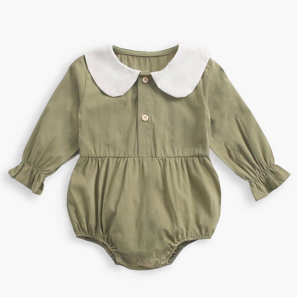 Sanlutoz Áo Liền Quần Cổ Peter Pan Bằng Cotton Dễ Thương Cho Bé Gái Sơ Sinh