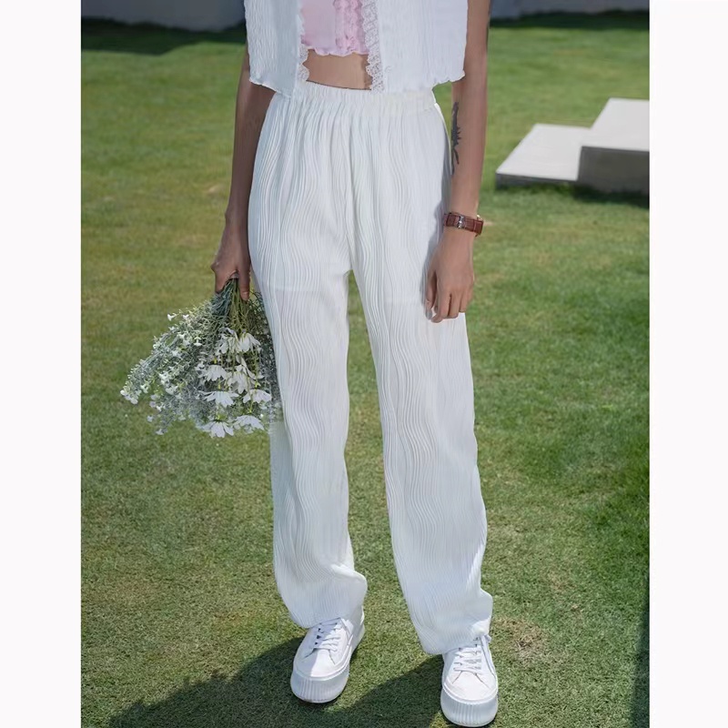 Quần Dài Ống Rộng Lưng Cao Phong Cách Hàn Quốc Thời Trang Xuân Hè Mới Cho Nữ