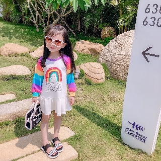 Váy bé gái nỉ da cá cầu vồng