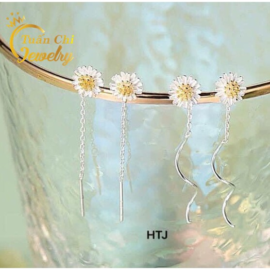 Bông Tai Bạc ⚡ BẠC ĐẸP⚡ Khuyên Tai Bạc Nữ Họa Tiết Cúc Họa Mi, Cúc Khuyết Nhẹ Nhàng
