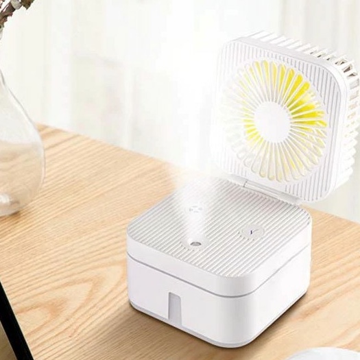 Quạt phun sương Mini để bàn tạo ẩm đèn LED, điều hòa mini, 3 cấp độ làm mát, sạc USB. Bảo hành 1 năm, 7 ngày lỗi đổi mới