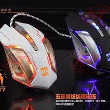 Chuột máy tính có dây, chuột văn phòng, chuột vi tính R8,chuột game 1637 LED (USB) trắng đồng