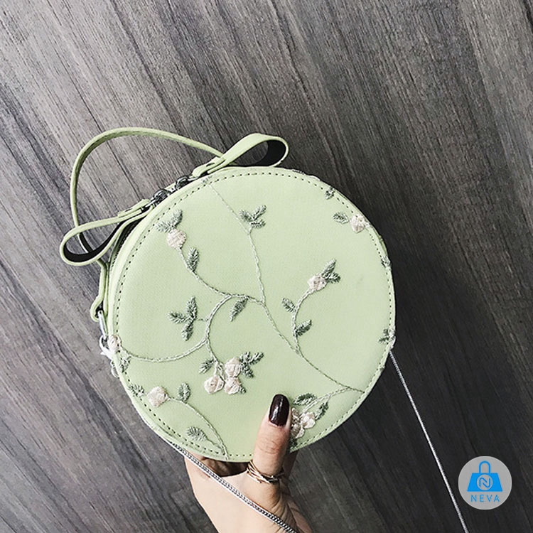 [SALE HOT] Túi hộp tròn đeo chéo thêu hoa siêu xinh NEVA8901 | BigBuy360 - bigbuy360.vn