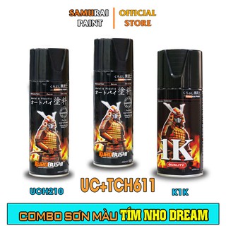 Combo Sơn Samurai Màu Tím Nho Dream Chính Hãng Cao Cấp (UCH611 - TCH611 - UCH210 - K1K - P800)