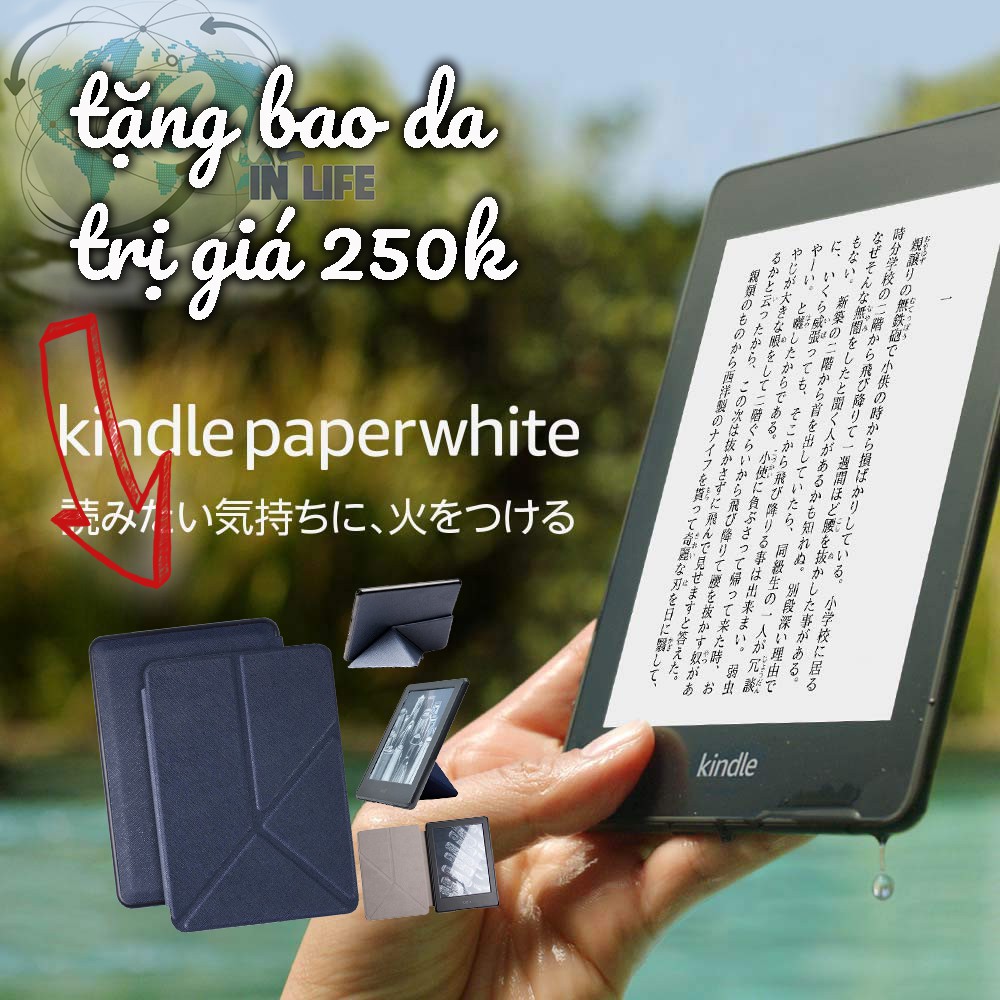 [Kindle Nhật] Máy đọc sách Kindle Papewhite Gen 4 tặng kèm bao da chính hãng- Chống nước, chống bụi | BigBuy360 - bigbuy360.vn