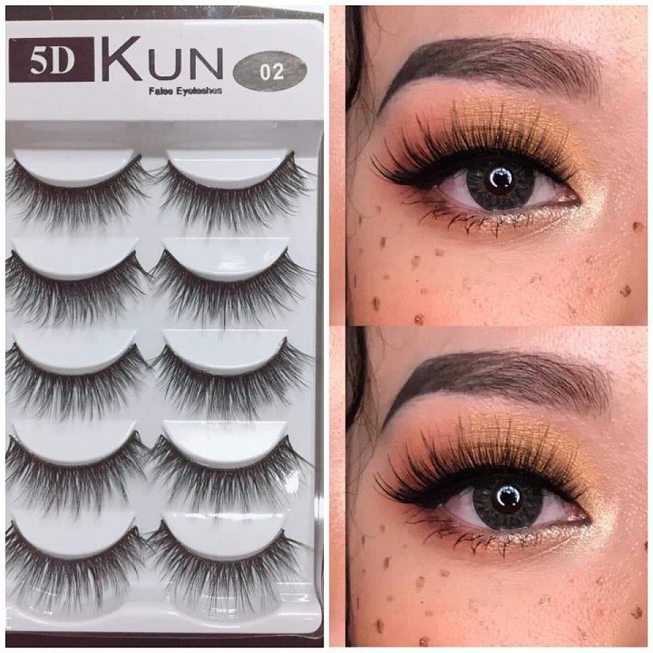 Lông mi giả Kun 5D02 5 cặp cao cấp chính hãng HALOMI chuyên dùng cho makeup