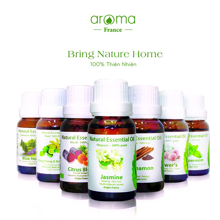 Tinh dầu thiên nhiên Aroma - Tự chọn mùi oải hương, hoa lài, bưởi hồng, quế, bạc hà, sả chanh, hồng leo 10ml