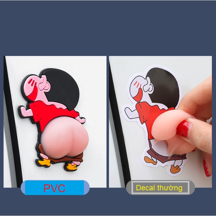 Miếng Dán PVC LOẠI TỐT Hình Mông Bằng Silicon Hoạt Hình [Trang Trí Xe Hơi, Điện Thoại, Chống Va Đập..]