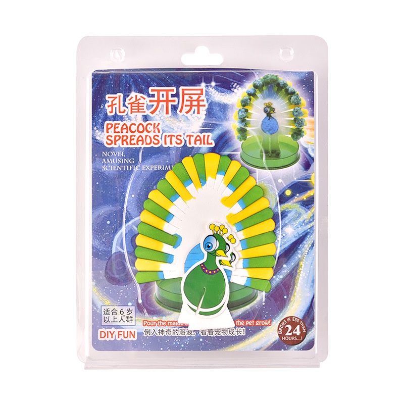 Đồ chơi nuôi tinh thể con công mọc lông sặc sỡ (Magic Peacock) - Tinh thể KDP /  ADP