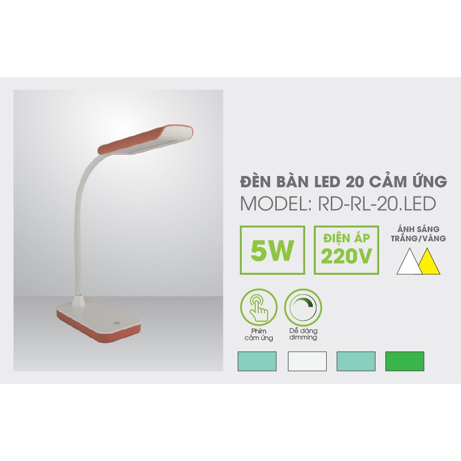 Đèn bàn LED cảm ứng Rạng Đông RD-RL-20.LED