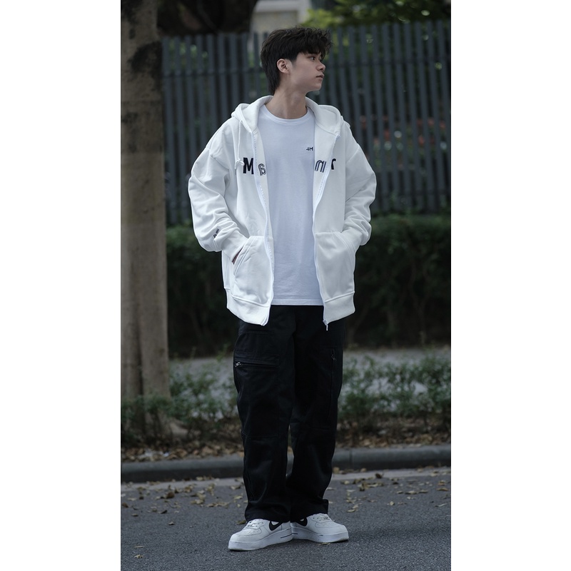 Áo khoác hoodie zip HDU- MEANDER nam nữ form rộng có mũ basic chất liệu nỉ bông cào mã HD2
