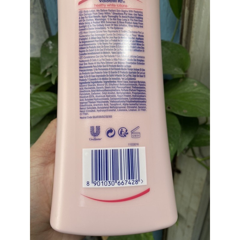 Kem, sữa dưỡng thể VASELINE Healthy nâng tone cho da 725ml chính hãng