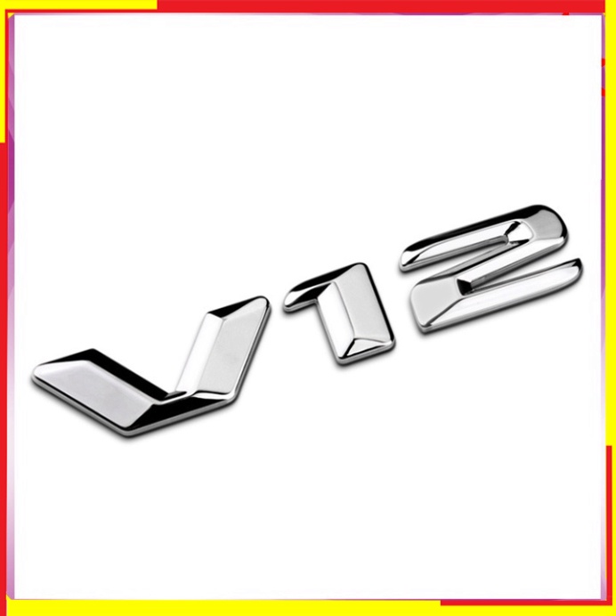 [GIÁ SỐC - HÀNG CHÍNH HÃNG] Decal tem chữ V12 inox kim loại cao cấp dán trang trí ô tô G70212