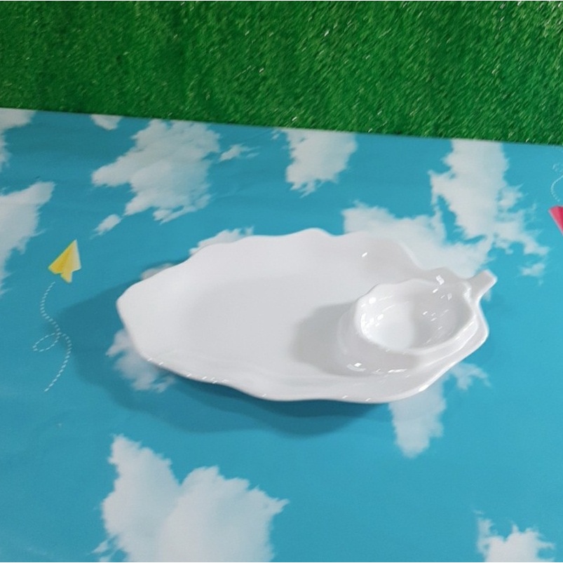 Dĩa Đựng Trái Cây Màu Trắng  Melamine DTC06  Có Chổ Đựng Muối Đa Năng Nhiều Size