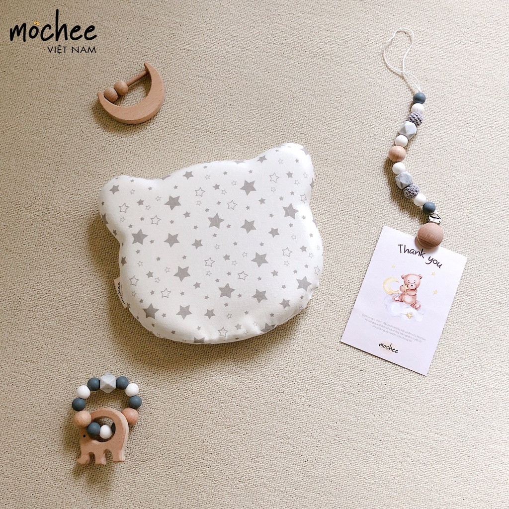 Gối chặn cao su non cho bé Mochee, gối nằm cao su non tự nhiên cho trẻ - Monnie Kids