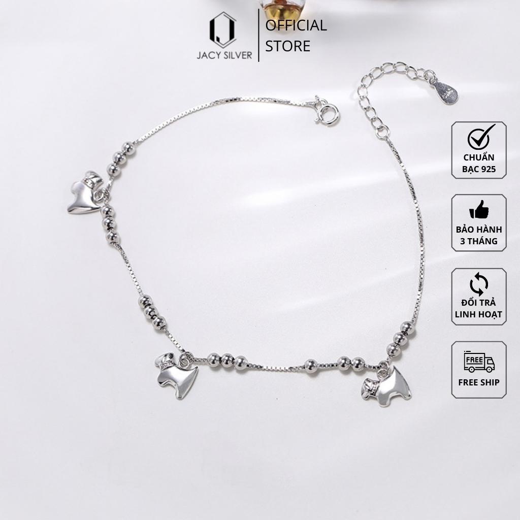 Lắc Chân Bạc 925 Lucky Dog, Vòng Chân Bạc Ý Cho Nữ Jacy Silver LC1007