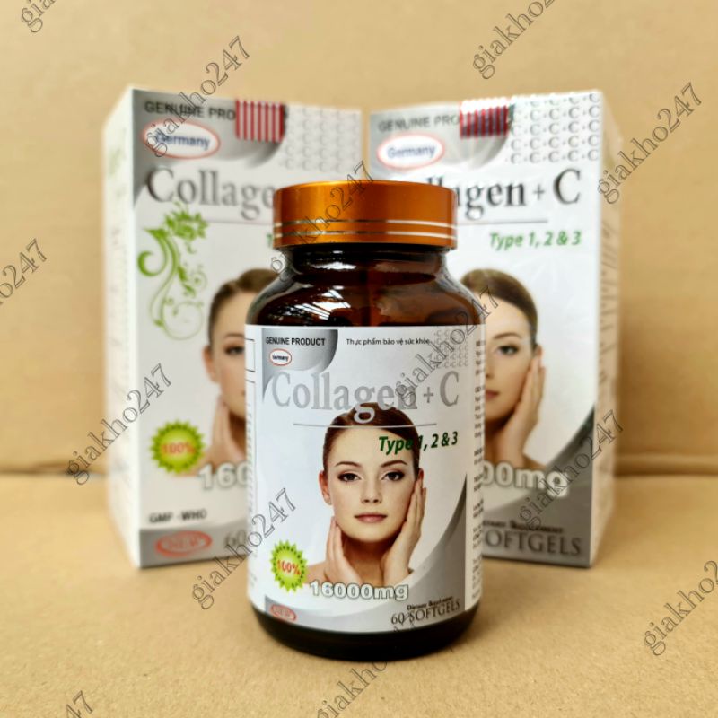 COMBO 2 HỘP Collagen +C 16000mg đẹp da, chống lão hóa, mờ thâm, trắng da - Hộp 60 viên