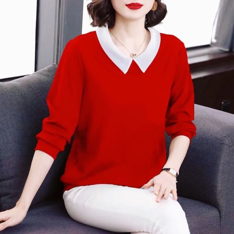 Áo thun tay dài dáng rộng thời trang cho phụ nữ trung niên