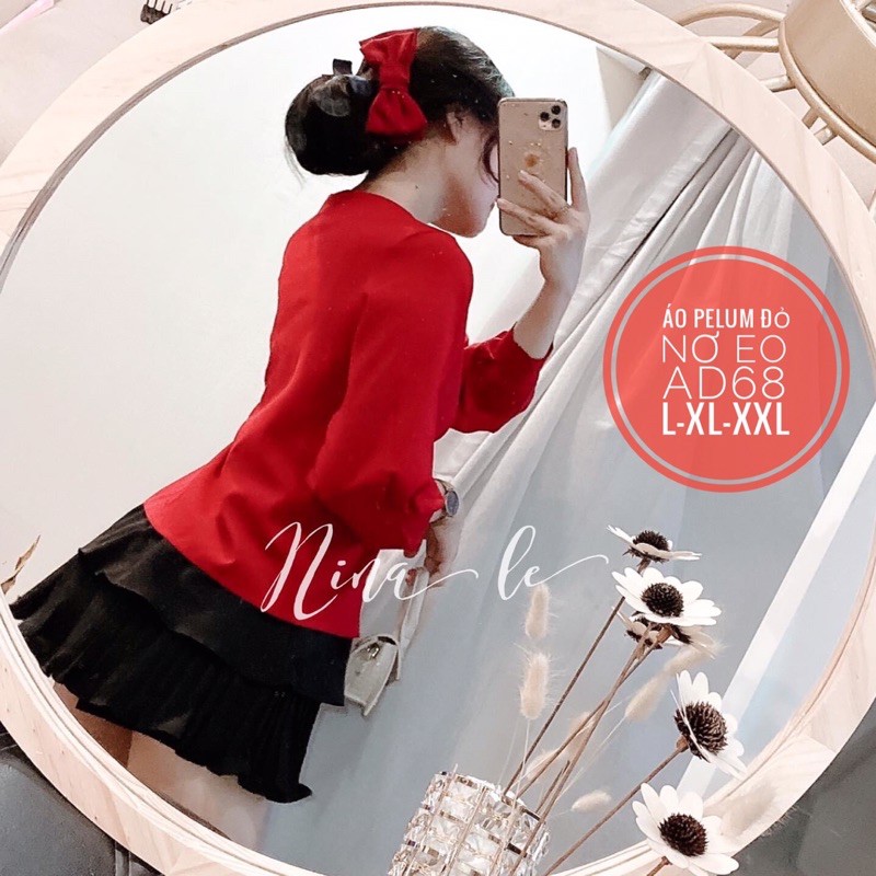 Áo Tết Bigsize pelum đỏ cột nơ đen 55-90kg | BigBuy360 - bigbuy360.vn