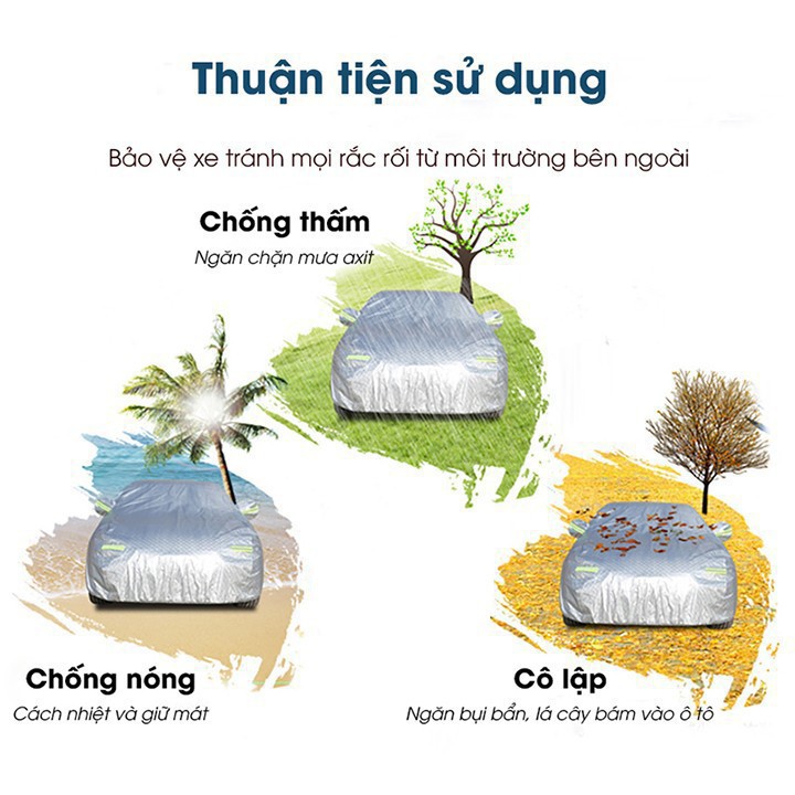 Bạt Che xe Ô Tô Kia Carens Tráng Nhôm 3 Lớp Phản Quang Cách Nhiệt Chống Thấm Chống Bụi Hiệu Quả Na No Smart