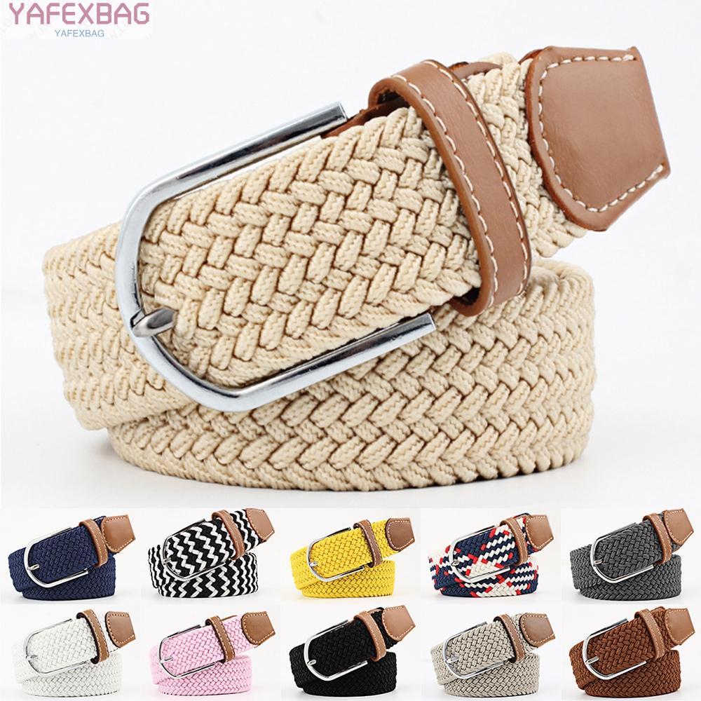 Mens Womens Ladies Elasticated Belts Canvas Stretch Elastic Braided Belt Buckle