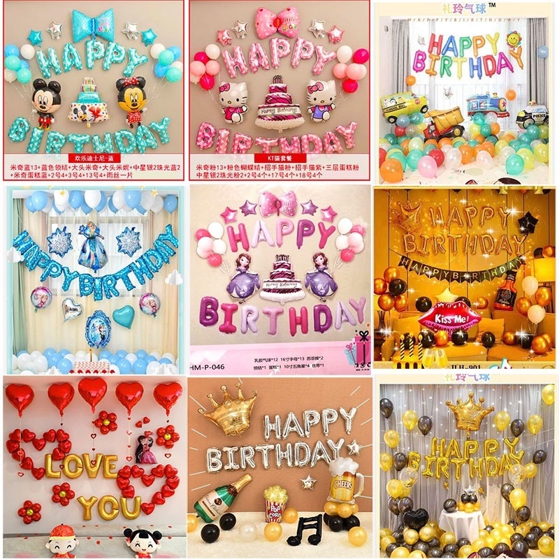 Bộ Bóng Bay Hình Chuột Mickey/Mèo Kitty Trang Trí Tiệc Sinh Nhật/Tiệc Cưới Cho Bé