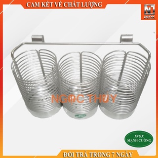 Ống đựng đũa tròn 3 ngăn inox 201