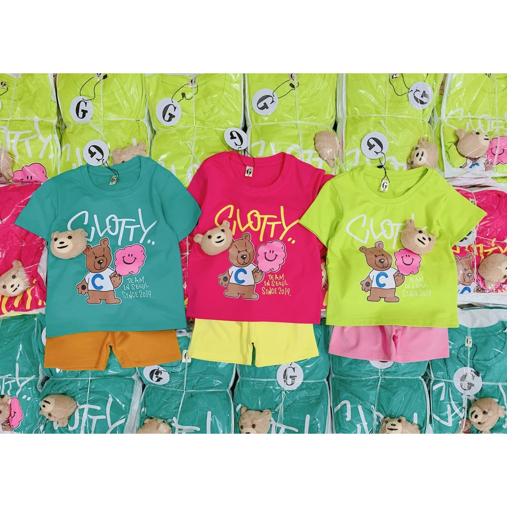 Lyvyshop - (Hàng đẹp) Bộ quần áo bé gái kèm Gấu siêu cute cho bé từ 09kg-28kg (giá 01 bộ)