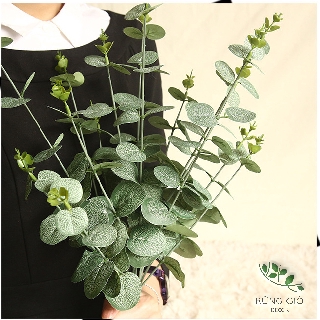 Cành lá cây bạch đàn nhân tạo loại 1 cành 3 nhánh SIZE NHỎ cao 65cm - mã CL4
