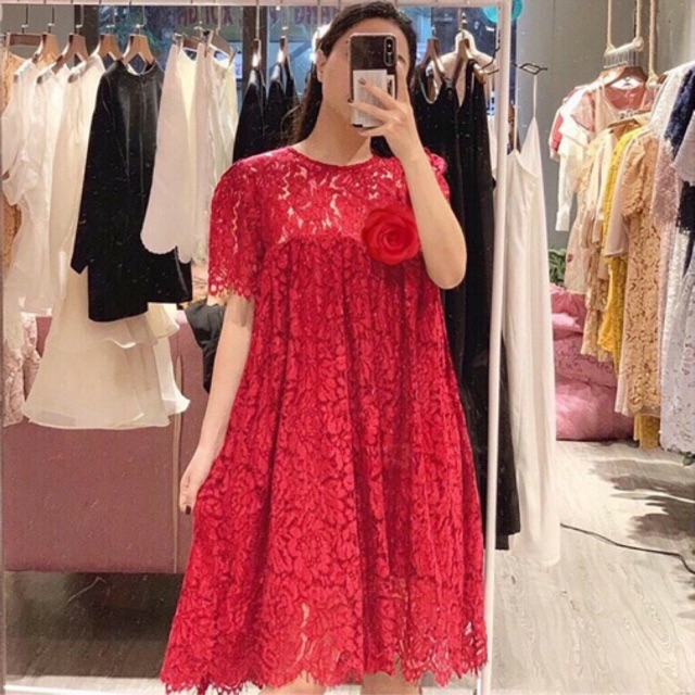60kg-100kg bigsize đầm suông form rộng váy ren cao cấp