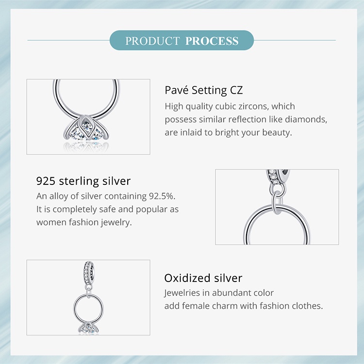 Hạt xâu BAMOER xi bạc 925 hình hoa sen dùng làm vòng đeo tay