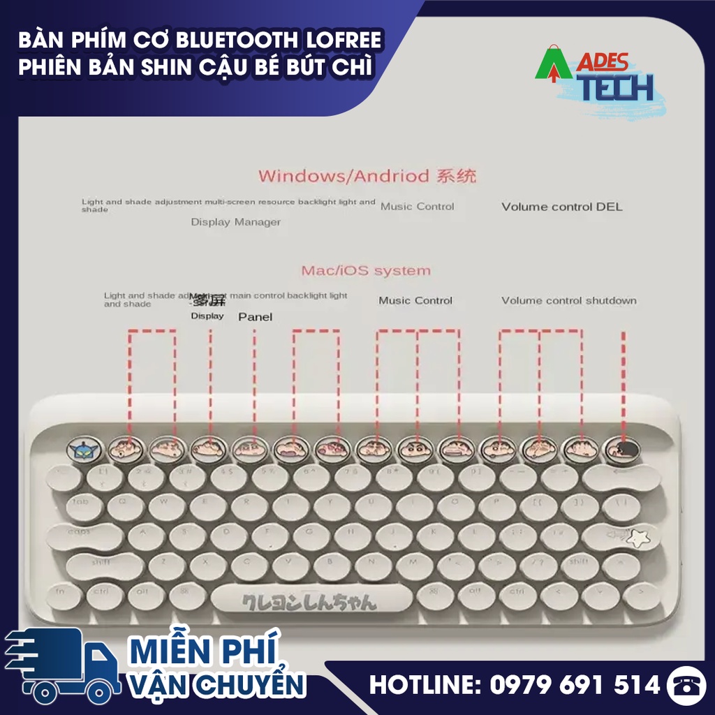 Bàn phím cơ Bluetooth Lofree phiên bản Shin cậu bé bút chì - Bảo Hành 12 Tháng