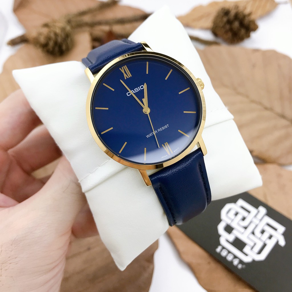 Đồng hồ nam Casio MTP-VT01 / MTP-VT01GL-2B dây da, size 40mm, chống nước 50m, hàng chính hãng