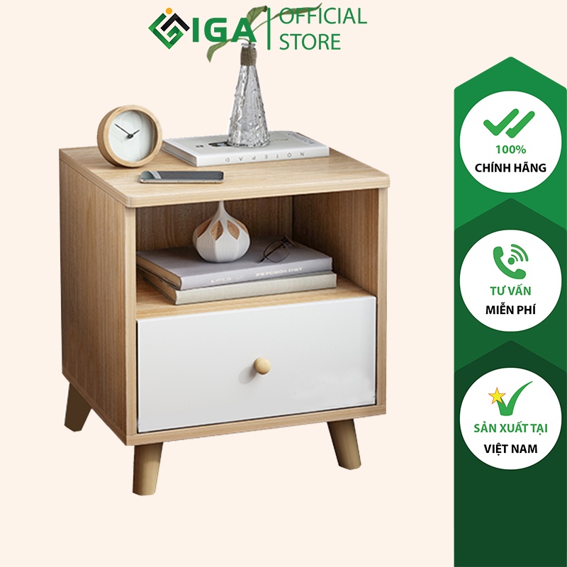 Tủ Đầu Giường IGA Heading Tab 2B Phong Cách Nordic Hiện Đại GP109.41