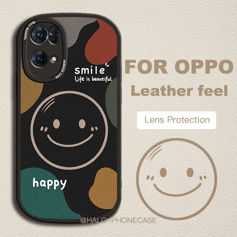 Ốp OPPO Reno 8Z 5G 7Z Reno 6 5 / 5 Pro Điện Thoại Da Mềm Hình Mặt Cười Bảo Vệ Ống Kính Máy Ảnh Cho findx3Pro