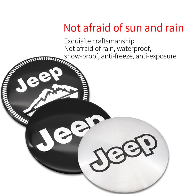 Bộ 4 Miếng Dán Logo 56mm Trang Trí Trục Bánh Xe Hơi Jeep