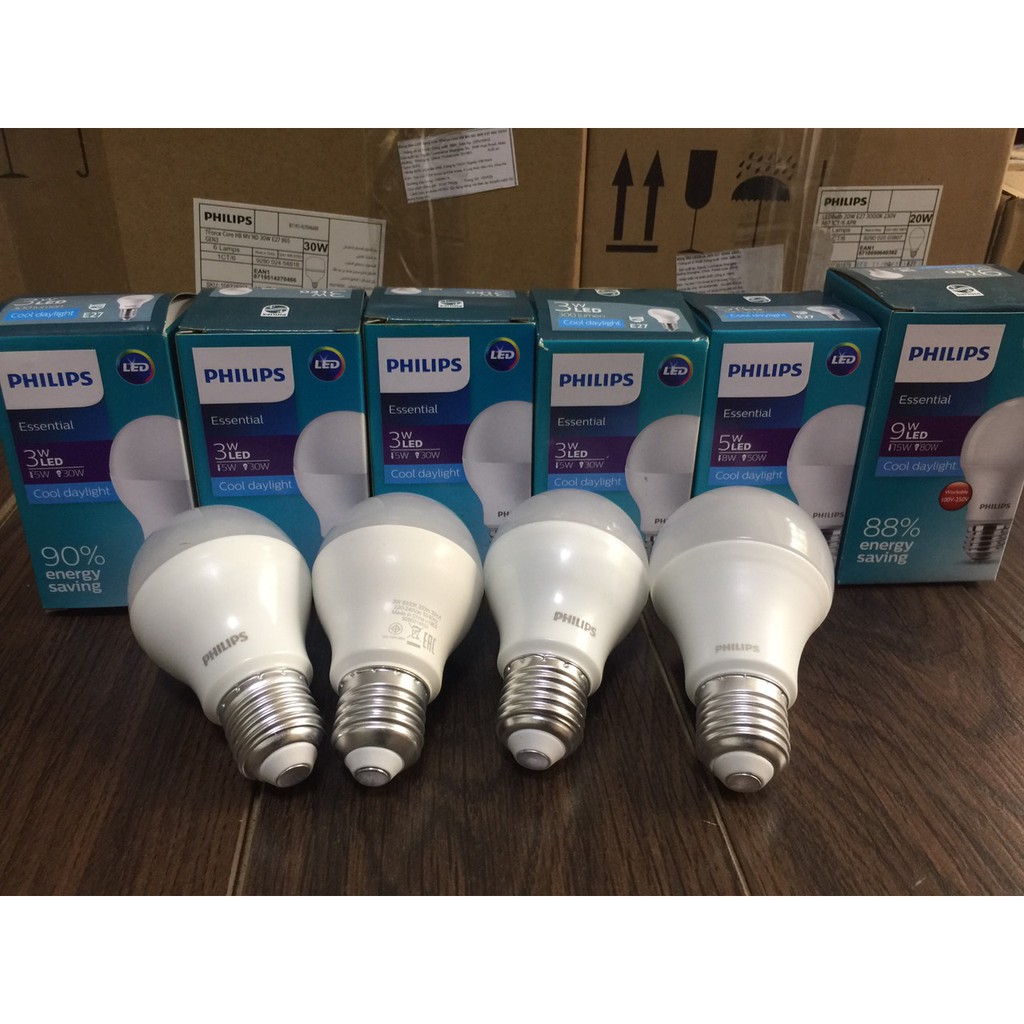 Bóng đèn Led Bulb Philips Essential E27 A60 - 3w 5w.7w,9w,11w,13w [HÀNG CHÍNH HÃNG]. Tiết kiệm điện, chất lượng sáng cao