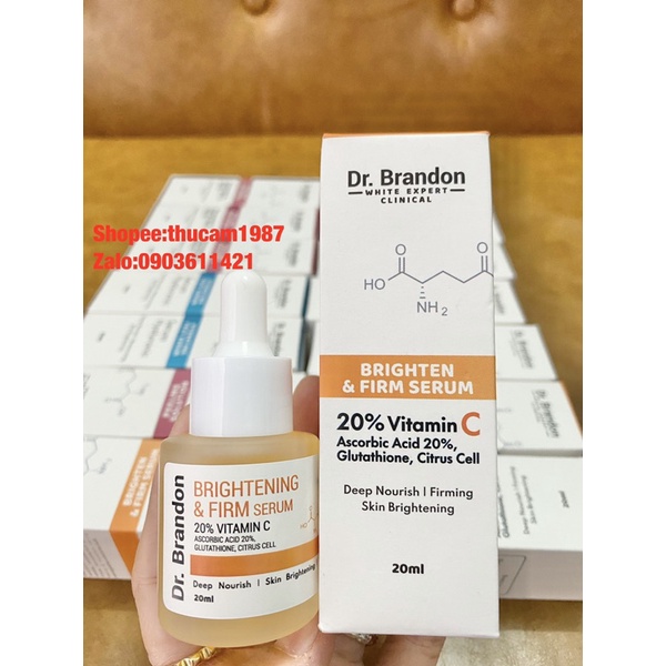 Serum Dr. Brandon Glutathione + Citrus cell + Vitamin C 20 % loại bỏ đốm đen , đốm nâu , trắng da 20ml.