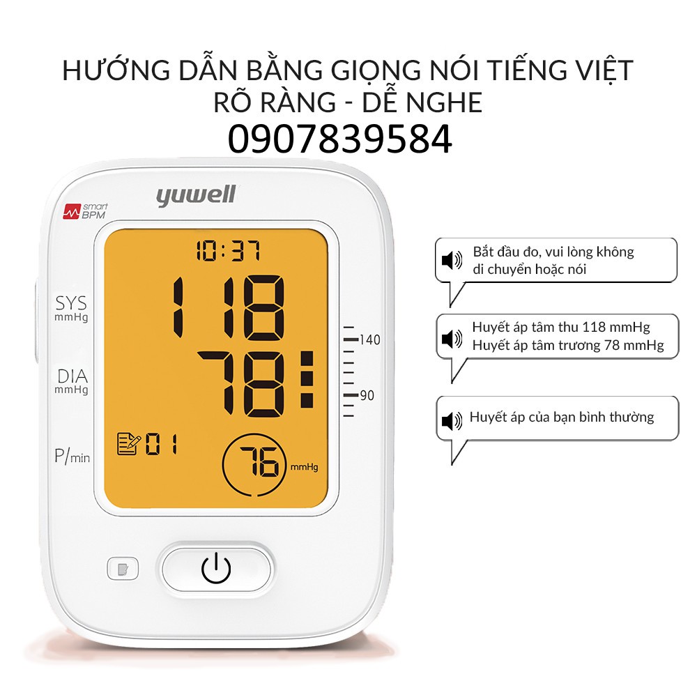 Máy Đo Huyết Áp có giọng nói Tiếng Việt Yuwell YE650D - TẶNG 1 MÁY ĐƯỜNG HUYẾT