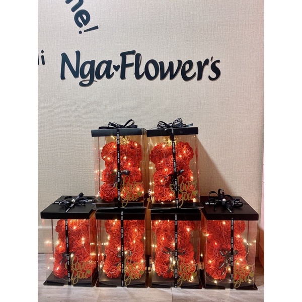 [ Quà Tặng] Gấu Hoa 30cm Kèm phụ kiện