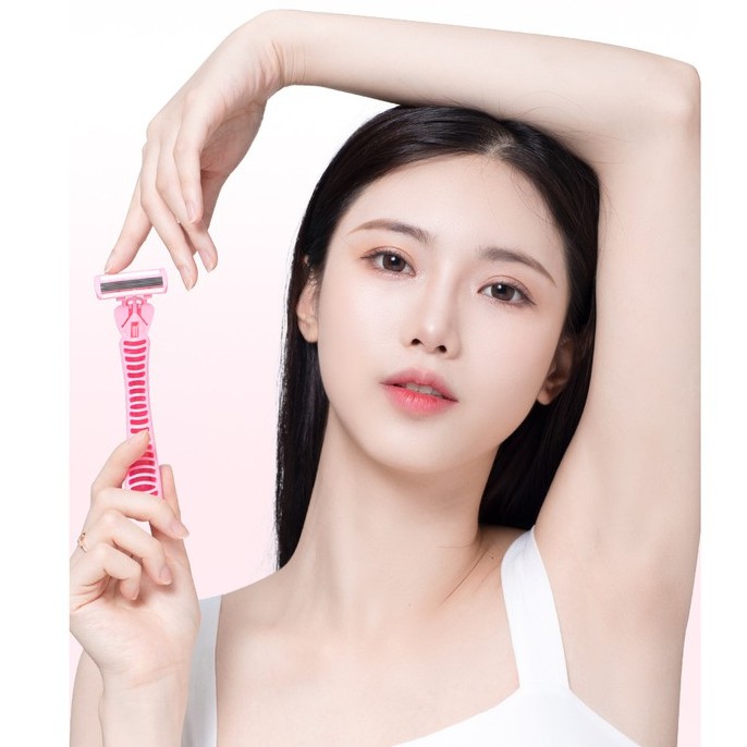 Bộ dao cạo lông nách, bikini, lông chân 6 lưỡi tặng kèm 3 đầu thay Lady's Grainer Sena Beauty