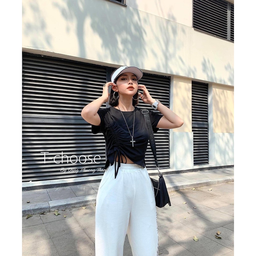 Áo bozip croptop rút dây 1 bên siêu hot chất mềm