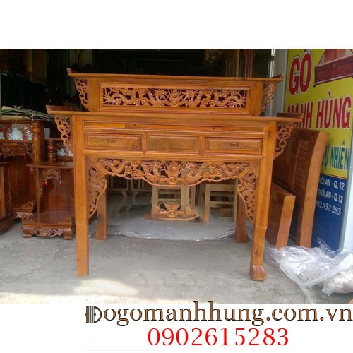 Bàn thờ gia tiên nhị cấp gỗ muồng kích thước: 88 x134 x78 mẫu 18