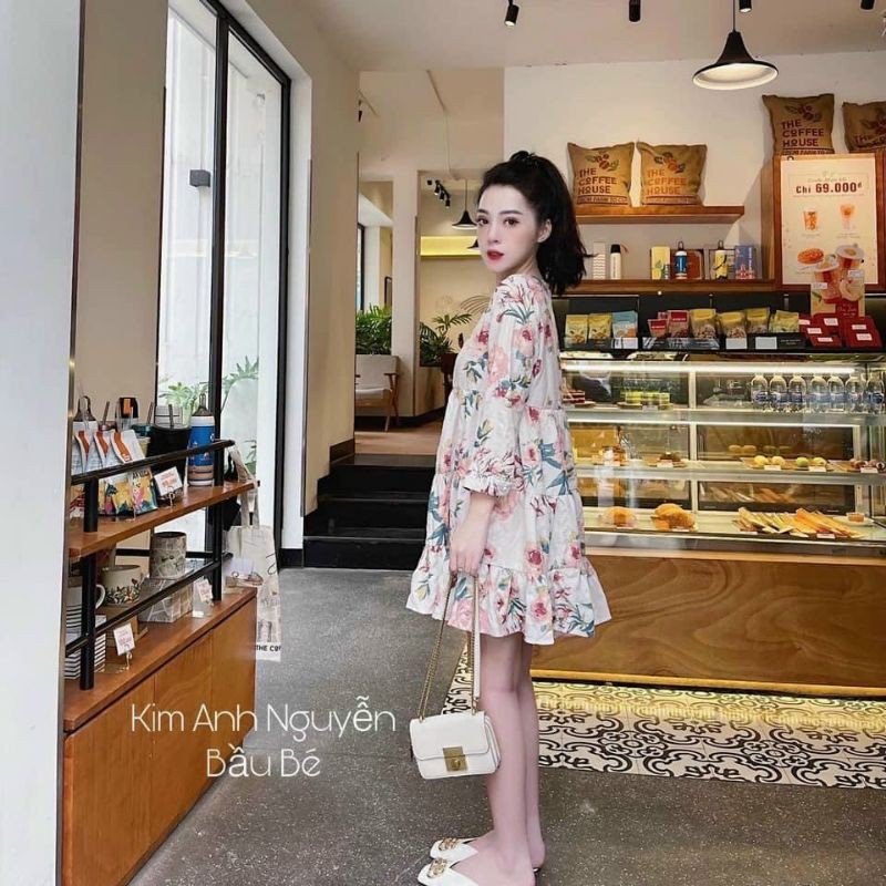 Đầm hoa babydoll kèm lót.