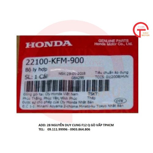 HONDA OD - BỘ CÔN SAU FUTURE 1, DREAM 100, WAVE 100 MÃ SỐ 22100KFM900