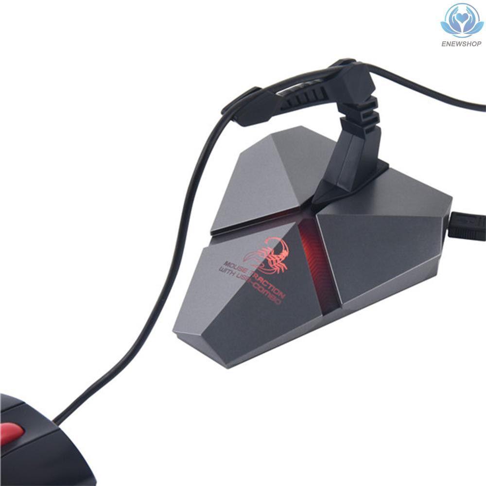 【enew】High Speed 3-Port USB 2.0 Data Gaming HUB with Mouse Bungee USB Hub Splitter Micro SD Card Reader Mouse Clamp with USB-COMBO Built-in Seven Colors Backlit LED Light TF Card Slot