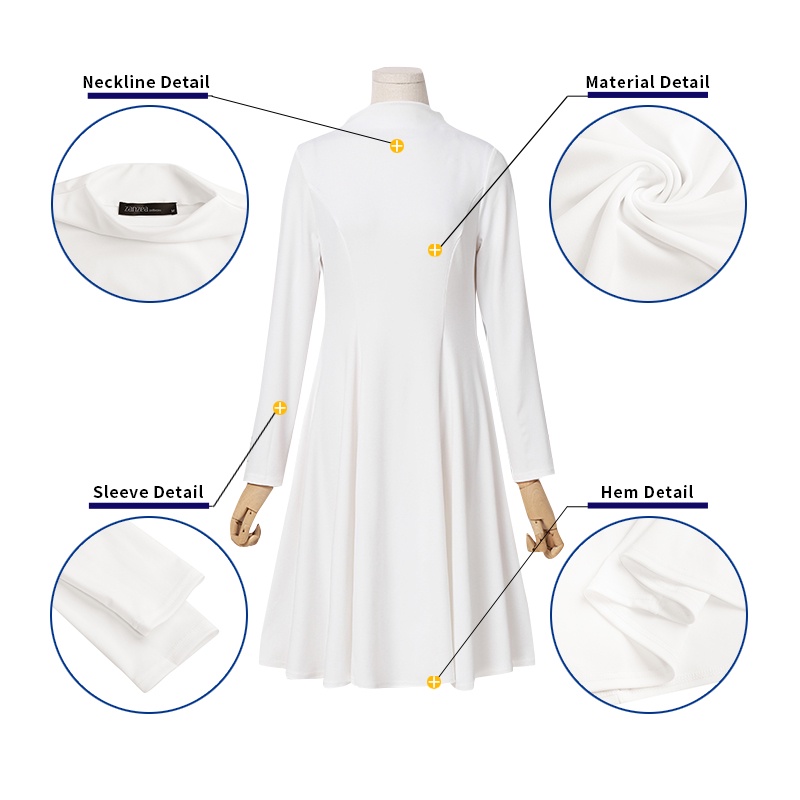 Đầm xòe Zanzea tay dài cổ tròn thời trang cho nữ