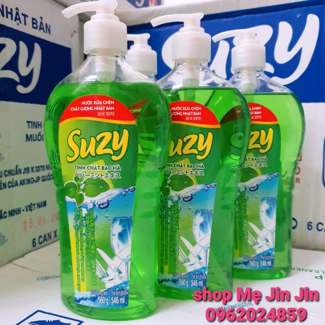 [ CHÍNH HÃNG] Nước rửa chén Suzy hương Bạc Hà 560g- thành phần HỮU CƠ, chất lượng NHẬT BẢN