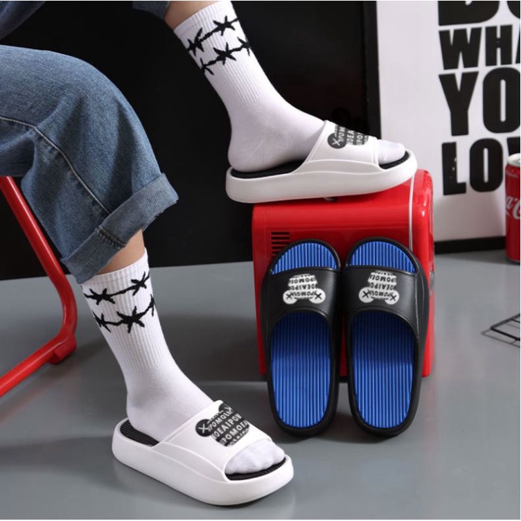 Dép lê bánh mì gấu nam nữ quay ngang  đế cao 3cm EVA  in gấu unisex Ulzzang tôn giáng tăng chiều cao