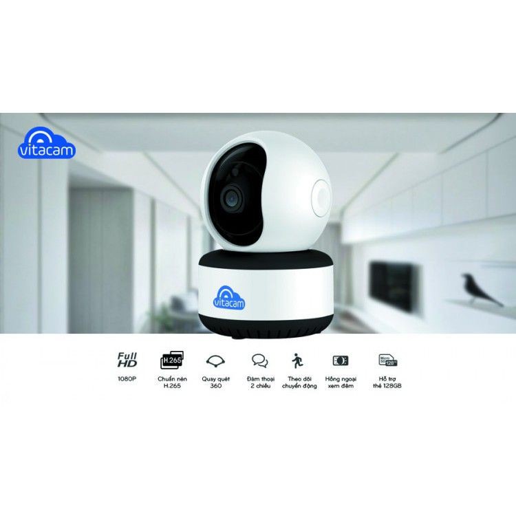 Camera IP Wifi Vitacam C1080 2.0Mpx full HD Bám theo chuyển động - Hàng Chính Hãng bảo hành 24 tháng